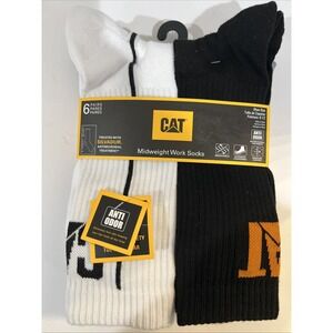 Caterpiller Men's Work Crew Boot Socks White, Gray & Black 6-Pair Size 8-12 NEW